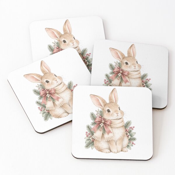 Item preview, Cute Christmas Bunny Watercolor Nordic Holiday Winter Rabbit designed and sold by Jonaree Art Design.