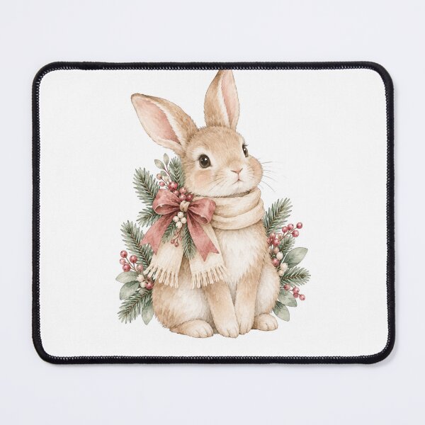 Item preview, Cute Christmas Bunny Watercolor Nordic Holiday Winter Rabbit designed and sold by Jonaree Art Design.
