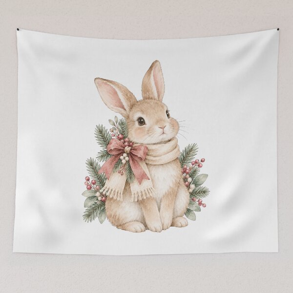 Item preview, Cute Christmas Bunny Watercolor Nordic Holiday Winter Rabbit designed and sold by Jonaree Art Design.