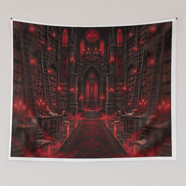 Item preview, Crimson Moon Library – Gothic Haunted Library Backdrop designed and sold by TXLou.