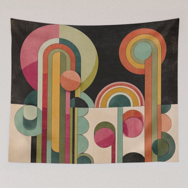 Item preview, Mid-Century Modern Abstract - Vintage Earth Tone Geometric Arches - Retro Circles Art designed and sold by GrinGalore.