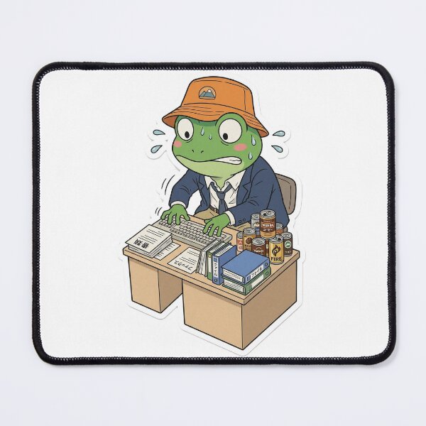 Item preview, Overworked Japanese Salaryman Frog - Funny Office Burnout Anime Sticker designed and sold by The Chill Pond.