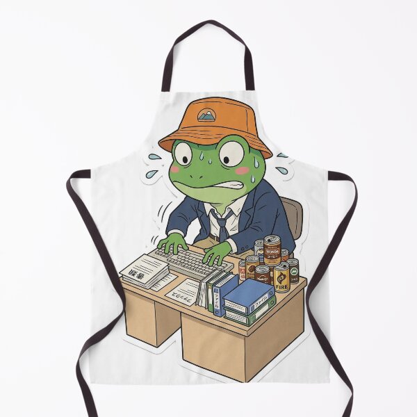 Item preview, Overworked Japanese Salaryman Frog - Funny Office Burnout Anime Sticker designed and sold by The Chill Pond.