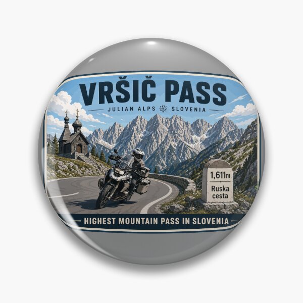 Item preview, Vrsic Pass Eslovenia Vršič Pass Eslovenia Camiseta con pegatina de motocicleta 07 designed and sold by OuterShellUK.