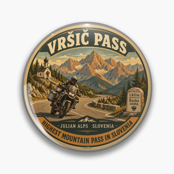Item preview, Vrsic Pass Eslovenia Vršič Pass Eslovenia Camiseta con pegatina de motocicleta 08 designed and sold by OuterShellUK.
