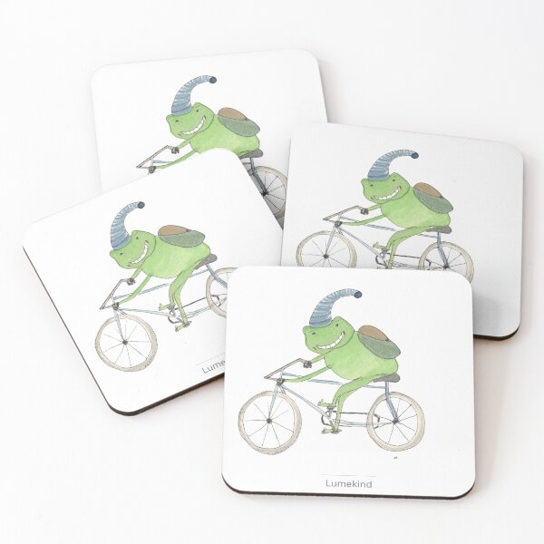 Item preview, Frog on a Bicycle - Whimsical Watercolor Wall Art designed and sold by lumekind.