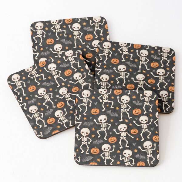 Item preview, Cute Dancing Skeletons Halloween Pattern with Pumpkins and Bats designed and sold by blankTeeShirt.
