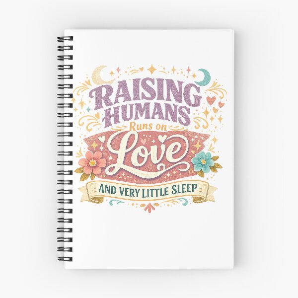 Item preview, Raising Humans Runs on Love and Very Little Sleep Funny Mom Quote Art designed and sold by inkoutninja.