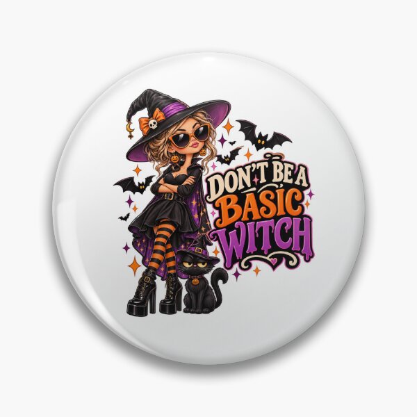 Item preview, Don’t Be a Basic Witch – Funny Halloween Witch & Black Cat Spooky Design designed and sold by Pixanova.