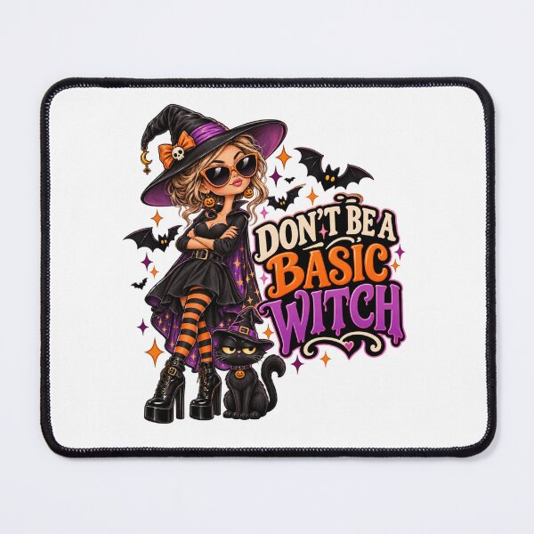 Item preview, Don’t Be a Basic Witch – Funny Halloween Witch & Black Cat Spooky Design designed and sold by Pixanova.