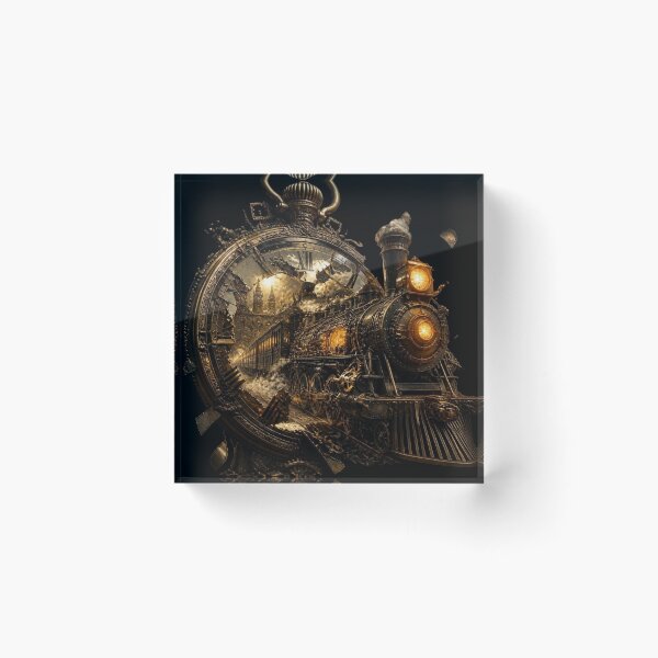 Item preview, Steampunk Steam Locomotive Shattered Clockface Frame Graphic designed and sold by LazyDayzCo.