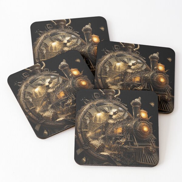 Item preview, Steampunk Steam Locomotive Shattered Clockface Frame Graphic designed and sold by LazyDayzCo.