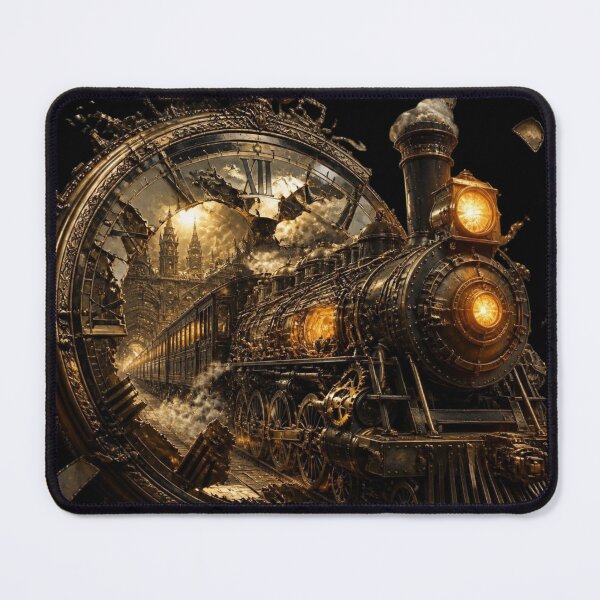 Item preview, Steampunk Steam Locomotive Shattered Clockface Frame Graphic designed and sold by LazyDayzCo.