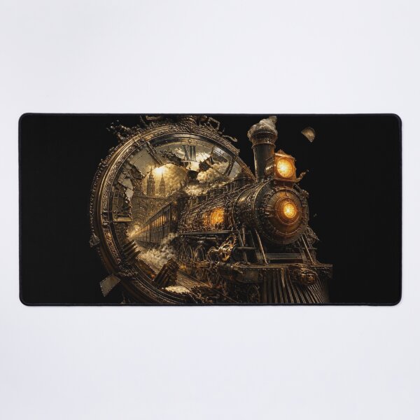 Item preview, Steampunk Steam Locomotive Shattered Clockface Frame Graphic designed and sold by LazyDayzCo.