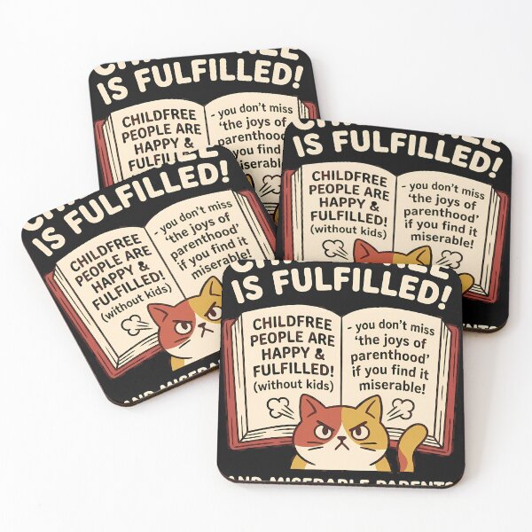 Item preview, Childfree is Fulfilled Antinatalism Cat Book Design designed and sold by HarrisonSteere.