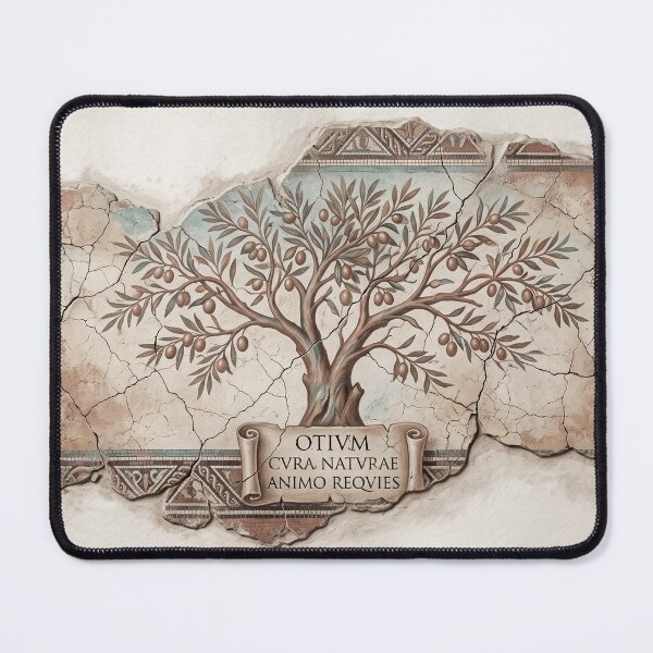 Item preview, Olive Tree Otium Latin Inscription - Ancient Roman Fresco designed and sold by codex antique.