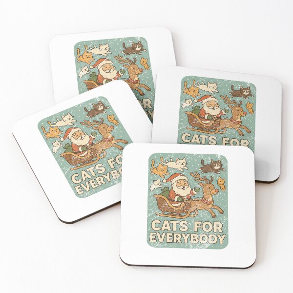 Item preview, Cats For Everybody Cute Vintage Christmas Santa Sleigh Cat Lover Graphic designed and sold by QLShop.