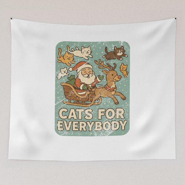 Item preview, Cats For Everybody Cute Vintage Christmas Santa Sleigh Cat Lover Graphic designed and sold by QLShop.