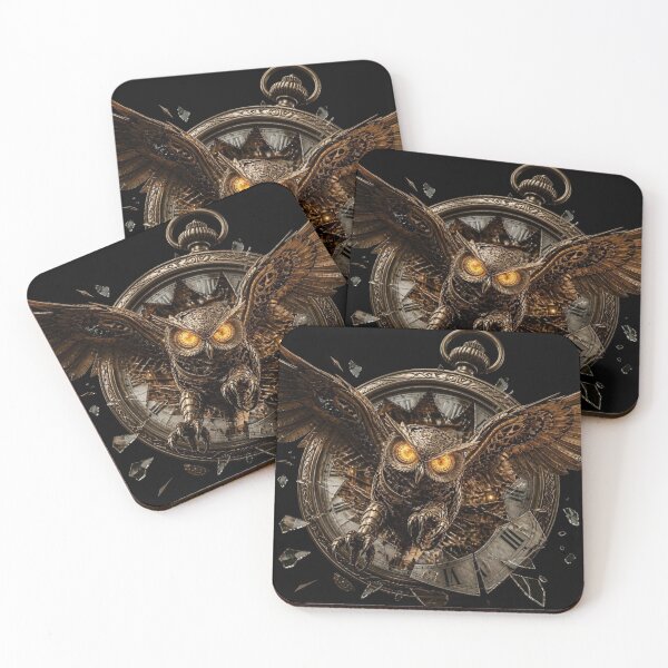Item preview, Steampunk Mechanical Owl Shattered Clockface Frame Graphic designed and sold by LazyDayzCo.