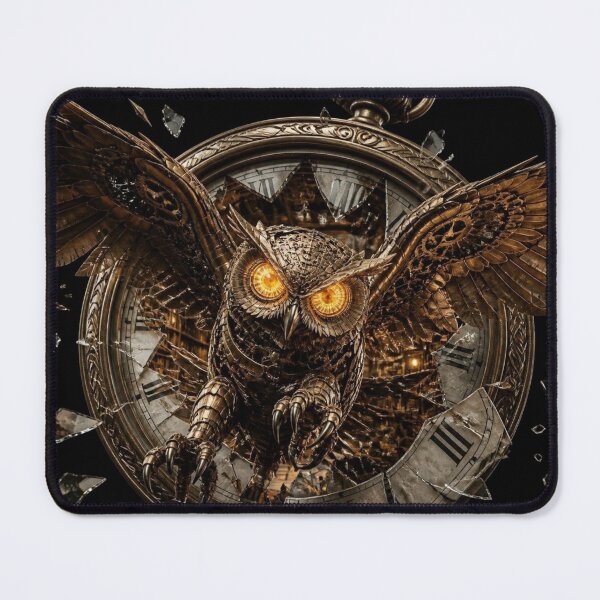 Item preview, Steampunk Mechanical Owl Shattered Clockface Frame Graphic designed and sold by LazyDayzCo.