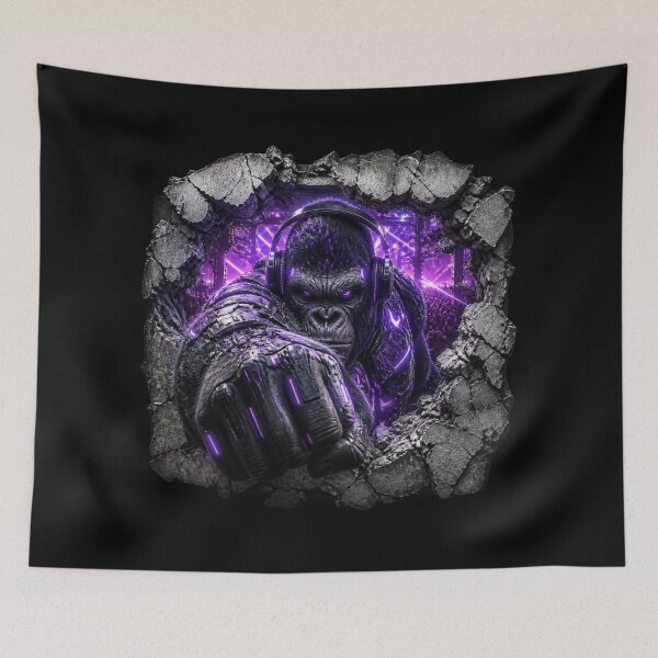 Item preview, Cyberpunk Gorilla DJ Concrete Smash Rave Frame Graphic designed and sold by LazyDayzCo.