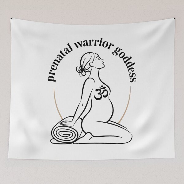Item preview, Prenatal Warrior Goddess Refined Black Beige Om designed and sold by 108stillness.