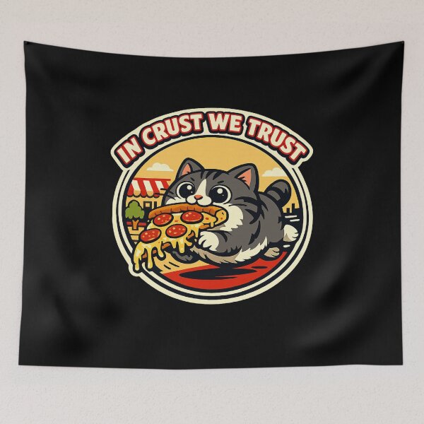 Item preview, Funny Cat Eating Pizza Retro Vintage Pizza Lover Gift designed and sold by BeardWave.
