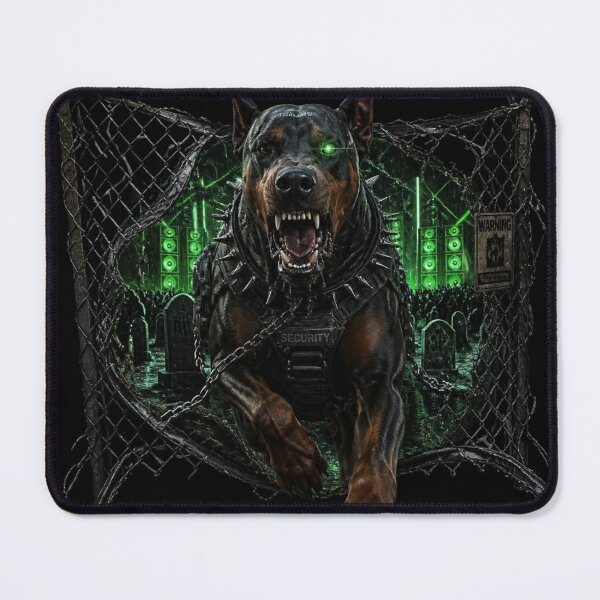 Item preview, Cyberpunk Doberman Security Graveyard Rave Frame Graphic designed and sold by LazyDayzCo.