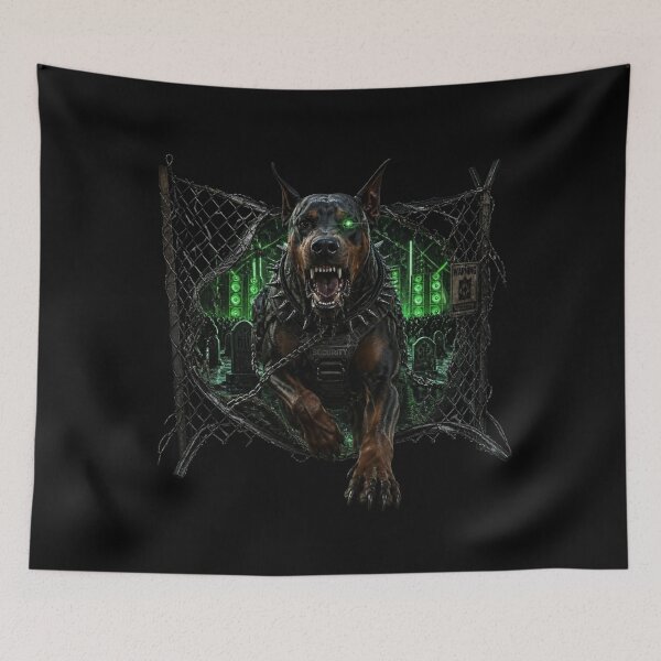 Item preview, Cyberpunk Doberman Security Graveyard Rave Frame Graphic designed and sold by LazyDayzCo.