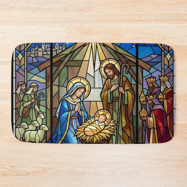 Item preview, Stained Glass Nativity Scene with the Star of Bethlehem designed and sold by Sybille-Yates.
