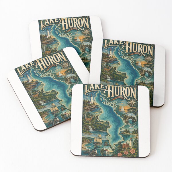 Item preview, Lake Huron Great Lakes Coast with Lighthouses and Island Shores designed and sold by Places On Earth.