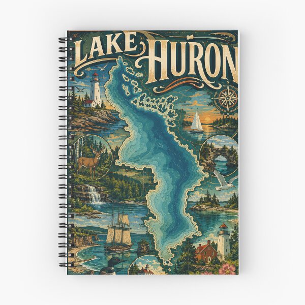 Item preview, Lake Huron Great Lakes Coast with Lighthouses and Island Shores designed and sold by Places On Earth.