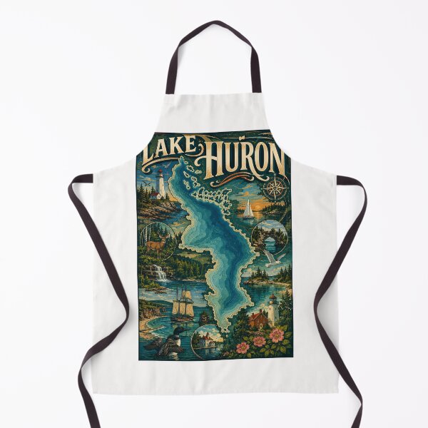 Item preview, Lake Huron Great Lakes Coast with Lighthouses and Island Shores designed and sold by Places On Earth.