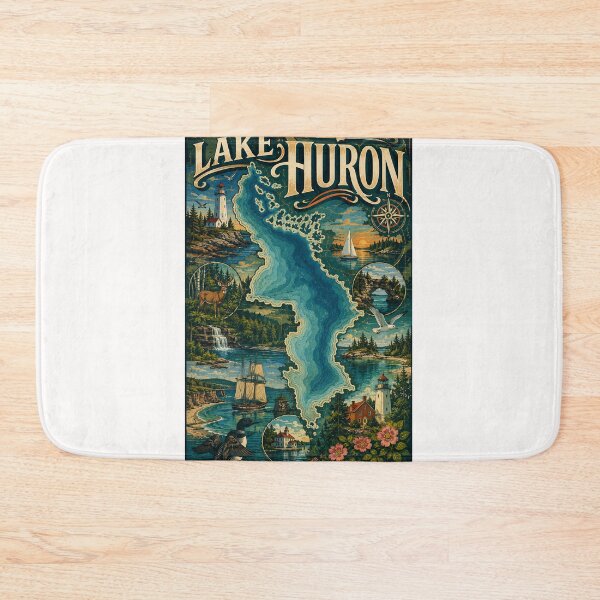 Item preview, Lake Huron Great Lakes Coast with Lighthouses and Island Shores designed and sold by Places On Earth.