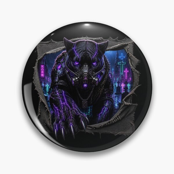 Item preview, Cyberpunk Panther Neon Graveyard Frame Graphic designed and sold by LazyDayzCo.