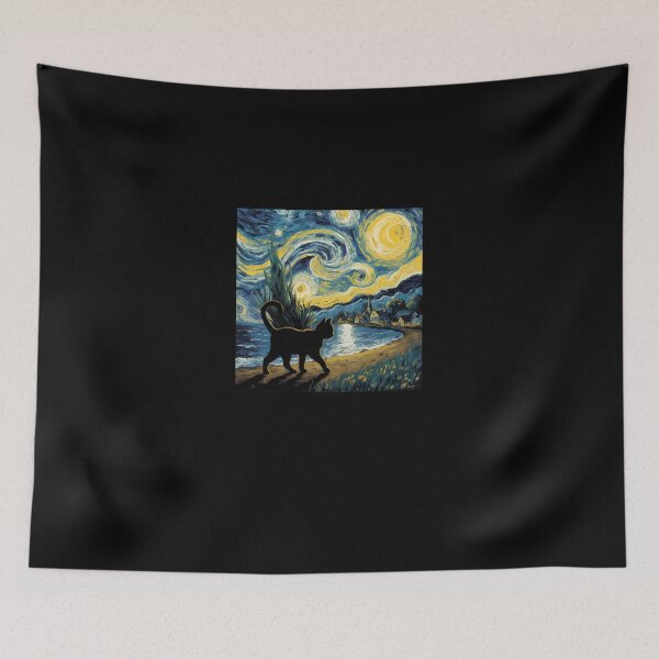 Item preview, Starry-Night-Walking-Cat designed and sold by mcrillwean.