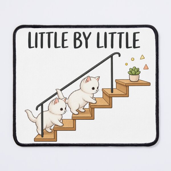 Item preview, Cute White Kittens Walking Stairs Little By Little designed and sold by Nicha Studio.