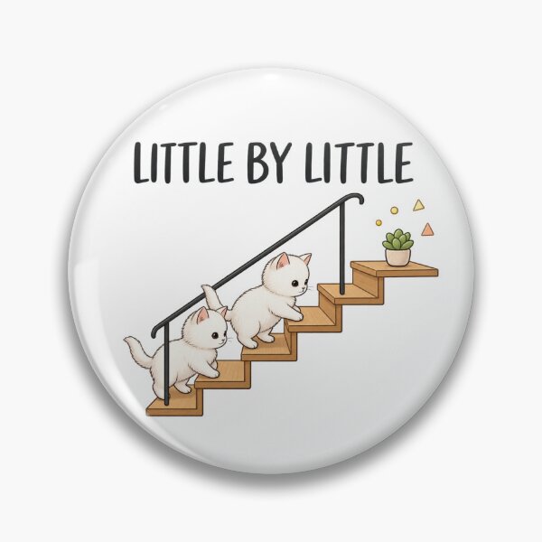 Item preview, Cute White Kittens Walking Stairs Little By Little designed and sold by Nicha Studio.