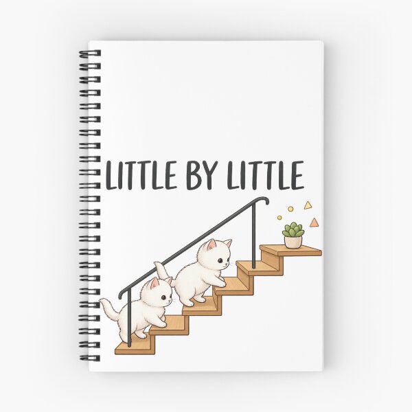 Item preview, Cute White Kittens Walking Stairs Little By Little designed and sold by Nicha Studio.
