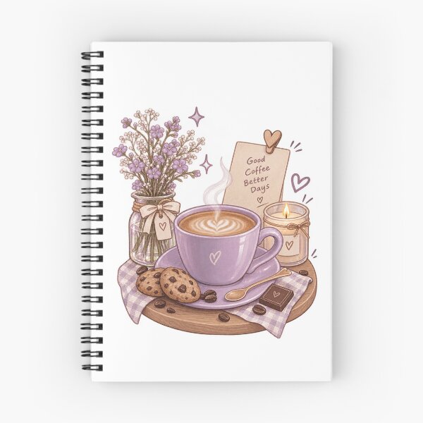 Item preview, Cozy Lavender Coffee Cup With Flowers And Cookies designed and sold by Kiralemon.