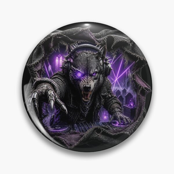 Item preview, Cyberpunk Wolf DJ Graveyard Rave Frame Graphic designed and sold by LazyDayzCo.