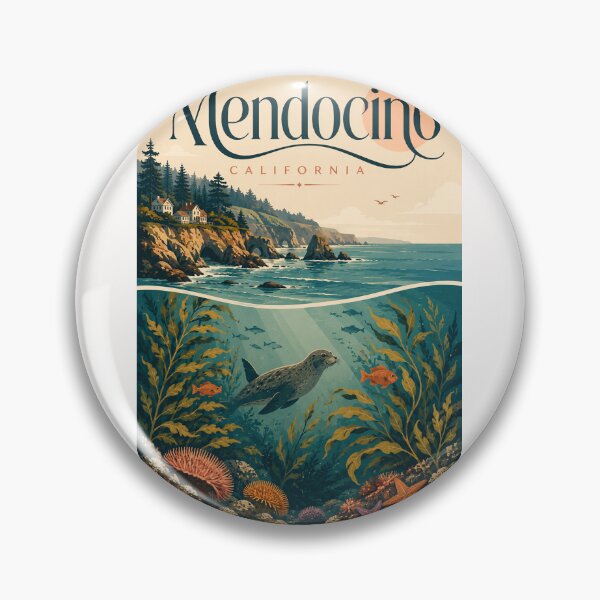 Item preview, Mendocino California Pacific Coast with Marine Wildlife designed and sold by Places On Earth.