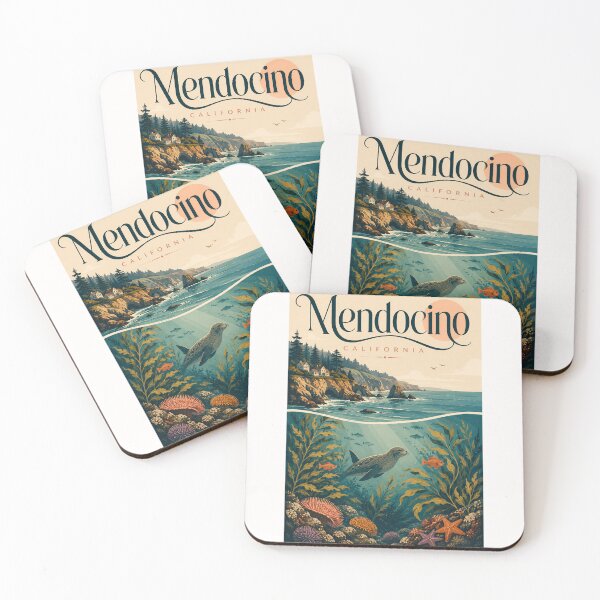 Item preview, Mendocino California Pacific Coast with Marine Wildlife designed and sold by Places On Earth.