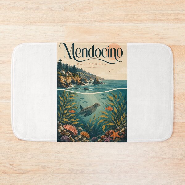 Item preview, Mendocino California Pacific Coast with Marine Wildlife designed and sold by Places On Earth.