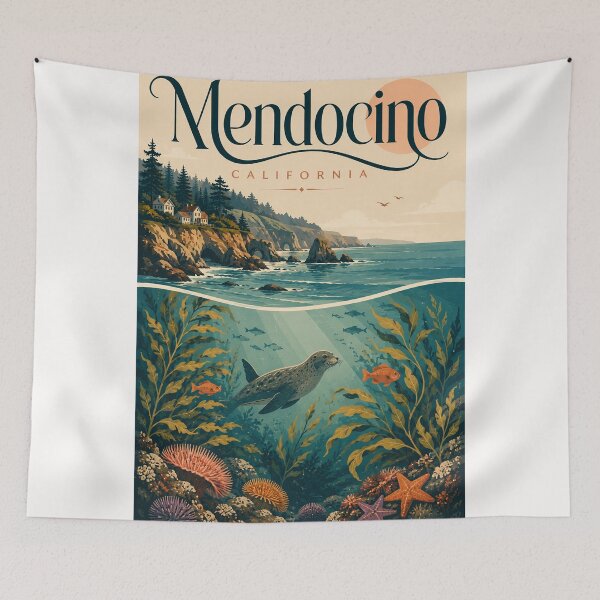 Item preview, Mendocino California Pacific Coast with Marine Wildlife designed and sold by Places On Earth.