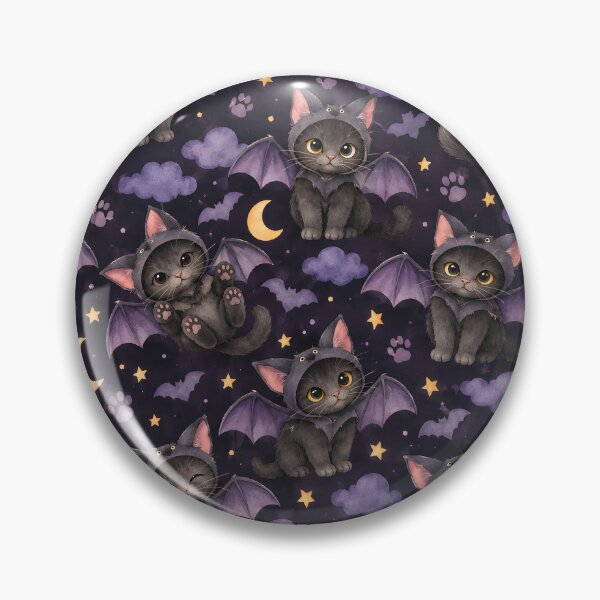 Item preview, Kawaii Bat Cat Halloween Night Seamless Pattern designed and sold by blankTeeShirt.