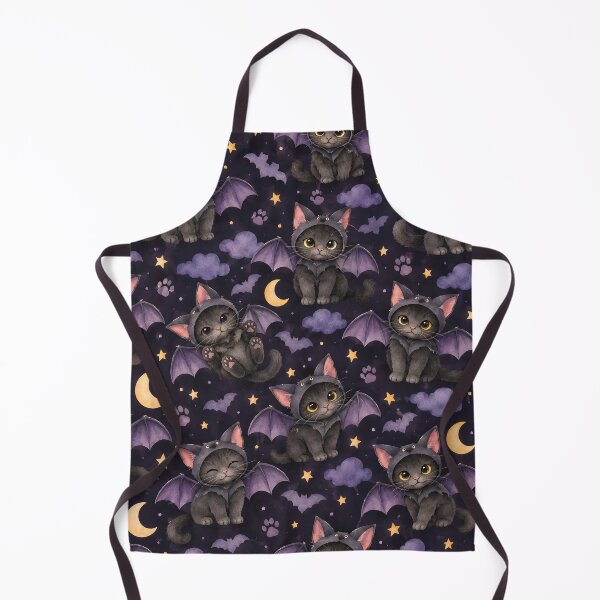 Item preview, Kawaii Bat Cat Halloween Night Seamless Pattern designed and sold by blankTeeShirt.