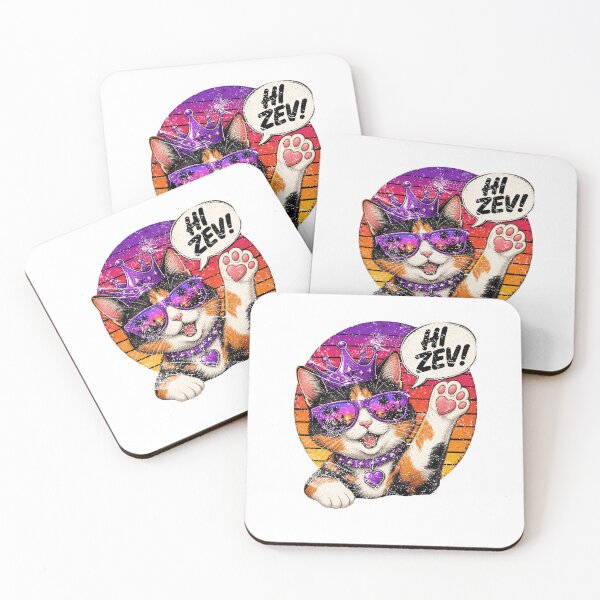 Item preview, Hi Zev Cool Retro Sunglasses Cat Purple Crown Synthwave Graphic designed and sold by QLShop.