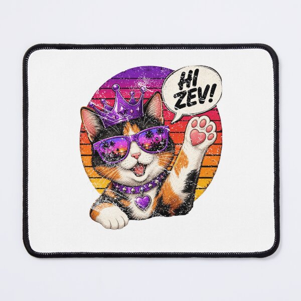 Item preview, Hi Zev Cool Retro Sunglasses Cat Purple Crown Synthwave Graphic designed and sold by QLShop.
