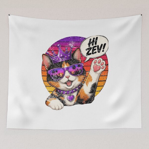 Item preview, Hi Zev Cool Retro Sunglasses Cat Purple Crown Synthwave Graphic designed and sold by QLShop.